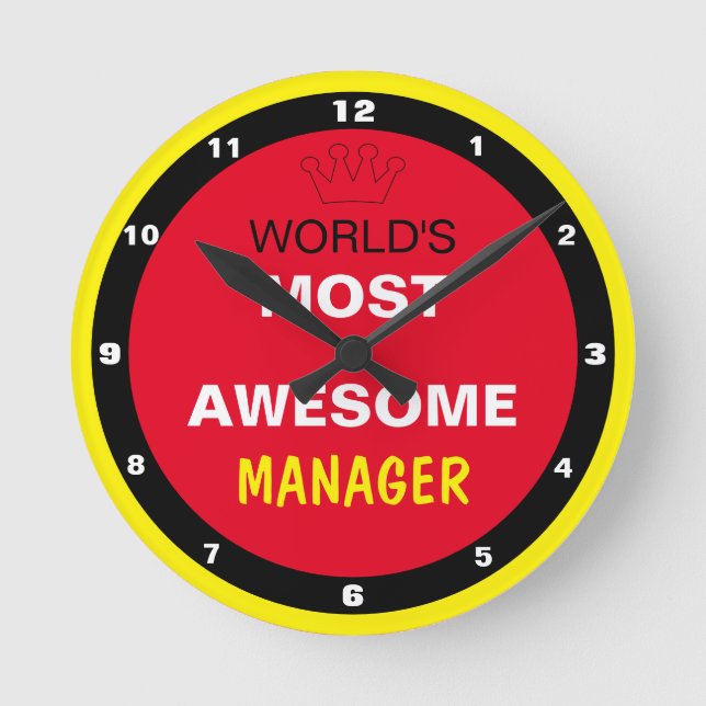 Worlds Most Awesome - MANAGER / the best one Runde Wanduhr (Vorderseite)