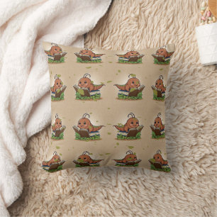 Worm Brown Book Lover Print Kissen
