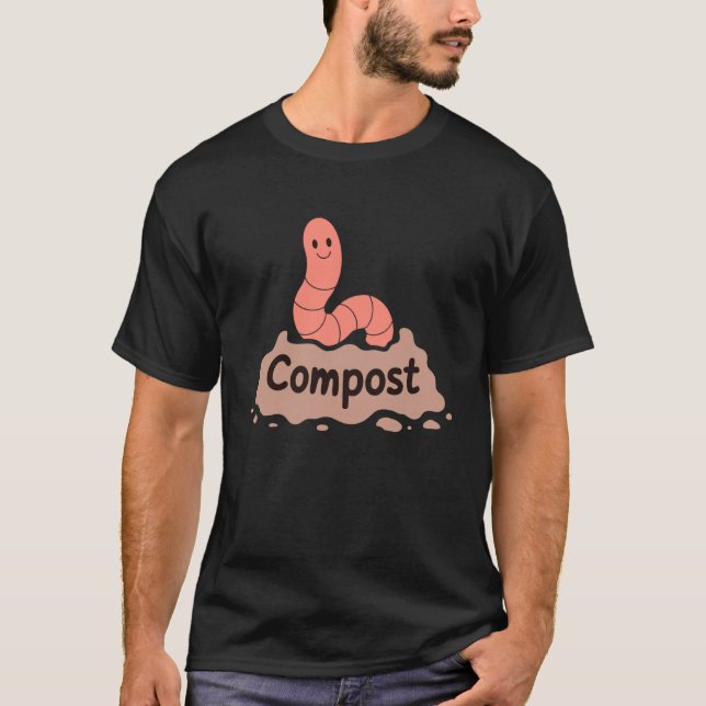 Worm Composter Cute Earthworm Garden Compost T-Shirt (Vorderseite)