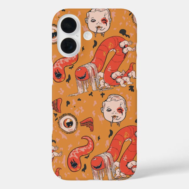 Wormspawn Nightmare Horror Creepycore iPhone 16 Hülle (Rückseite)