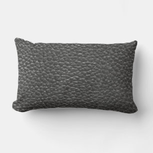 Worn Black Fake Leather Lendenkissen