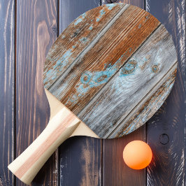 Worn Blue Wash Wood Tischtennis Schläger