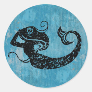 Worn Mermaid Runder Aufkleber