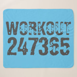 Worn out and scratched text Workout 247365 blue Sherpadecke