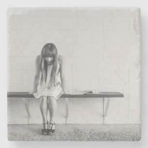 Worried Girl Steinuntersetzer
