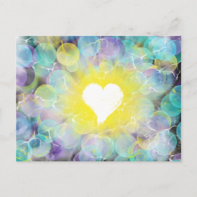 Worship Art White Heart Yellow Blue 7.10.17 HC Postkarte (Vorderseite)