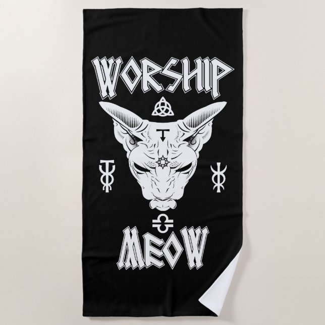 Worship Meow Strandtuch (Vorderseite)