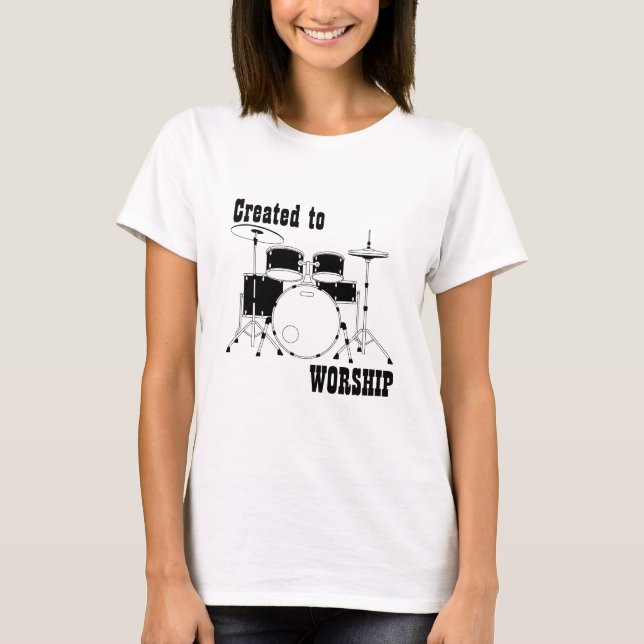 Worship Team Shirt Trommeln erstellt zu Worship (Vorderseite)