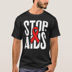 Wort Aids-Tage Stop AIDS Rotes Bewusstseinsband HI T-Shirt