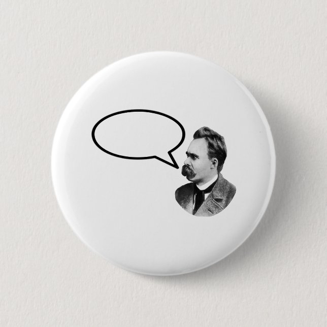 Wort-Blasen-Schwarzes jGibney Friedrich Nietzsche Button (Vorderseite)