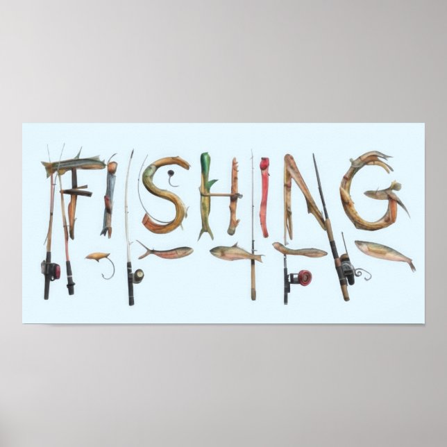 Wort "Fischerei" Poster (Vorne)