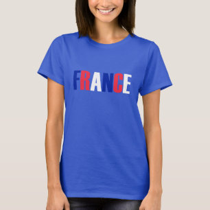 Wort FRANKREICH in dreifarbiger Landesflagge T-Shirt