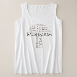 Wort-Pilz plus Größen-Trägershirt (Brown-Text) Große Größe T-Shirt