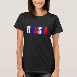 Wort RUSSIA in dreifarbiger Landesflagge T-Shirt