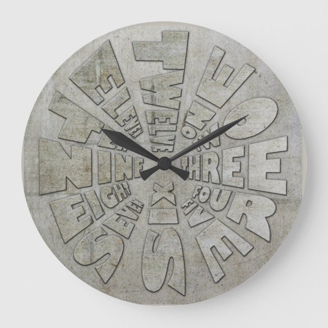 Wort-Stempeluhr industriell Große Wanduhr (Vorderseite)