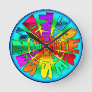Wort Zeit Uhr Regenbogen