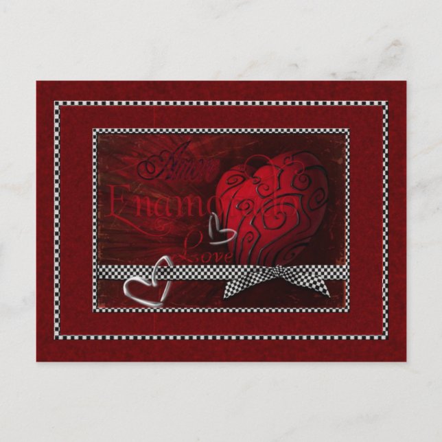 Worte der Liebe Rotes Herz Postkarte (Vorderseite)
