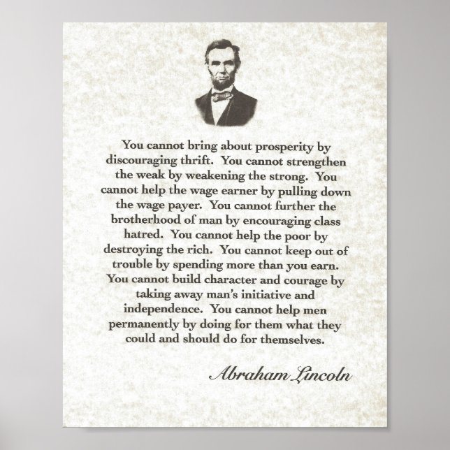 Worte der Weisheit auf Pergament=Abraham Lincoln Poster (Vorne)