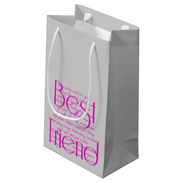 Worte für den besten Freund lieben Kleine Geschenktüte (Rückseite Schrägansicht)