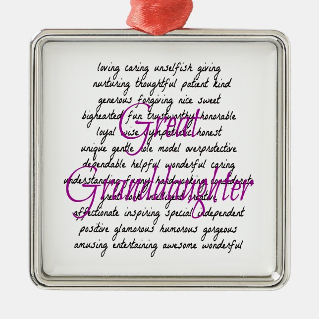 Worte für die große Enkelin Ornament Aus Metall (Vorne)