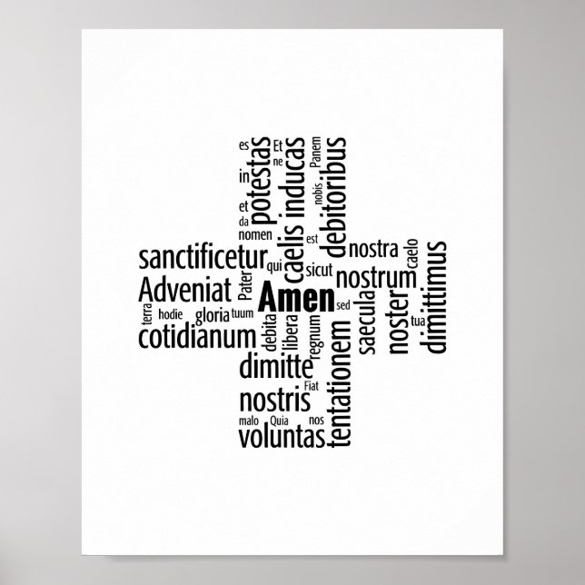 Wörter aus dem Pater Noster auf Latein Poster (Vorne)