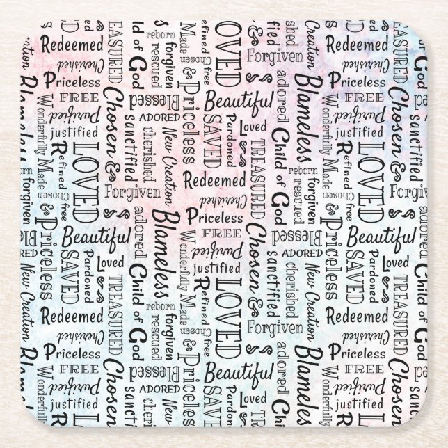 Wörter der Affirmation Word Art Rechteckiger Pappuntersetzer (Vorderseite)