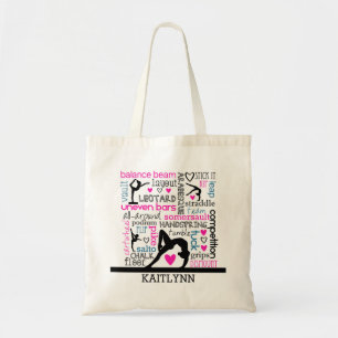 Wörter der Gymnastik-Terminologie mit Monogramm Tragetasche