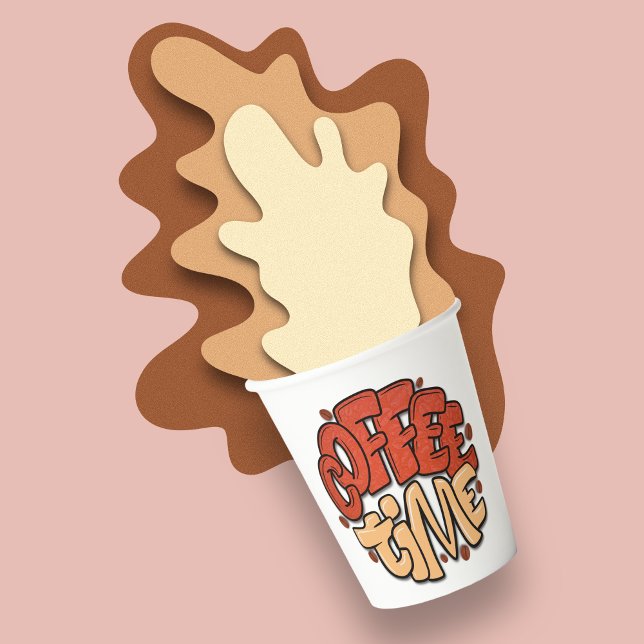 Wörter der Kaffeezeitkalligraphie Pappbecher (Von Creator hochgeladen)