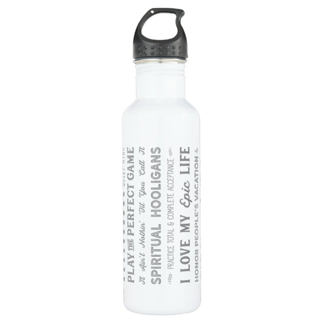 Wörter der Klugheits-Wasser-Flasche Trinkflasche (Vorderseite)