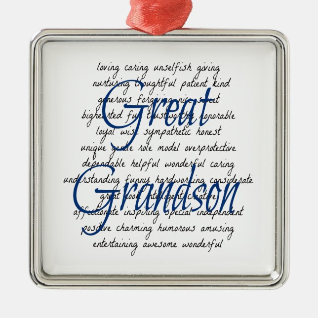 Wörter für Groß-Grandson Silbernes Ornament (Vorne)