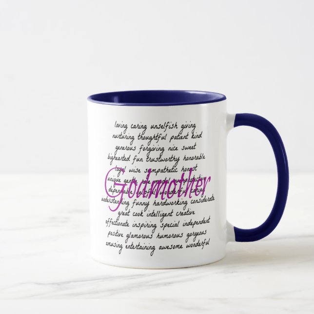 Wörter für Großmutter mit blauem Rand Tasse (Rechts)