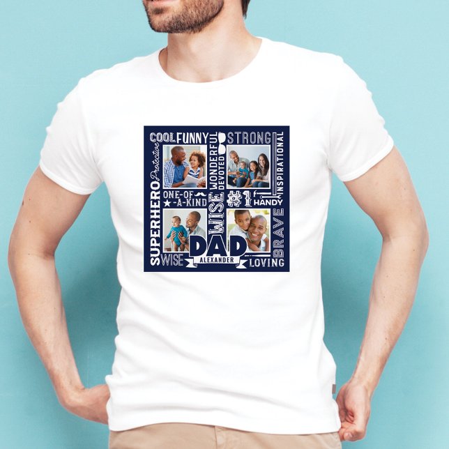 Wörter für Vater-Vatertag-Collage Navy T-Shirt (Von Creator hochgeladen)