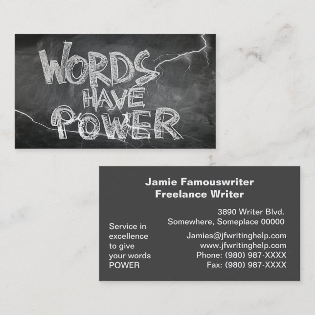 Wörter haben Power-Chalkboard-Writer, ZSSG Visitenkarte (Vorne/Hinten)