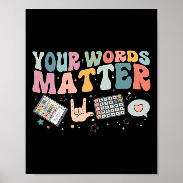 Wörter Matter Speech Therapy Language Pathologe Poster (Vorne)