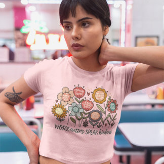 Wörter sind wichtig Kindness Zitat mit Boho Floral T-Shirt