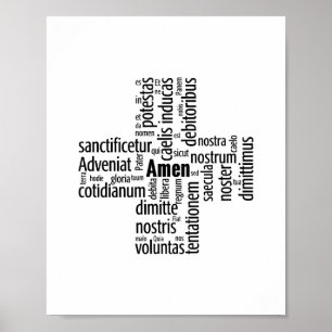 Wörter vom Pater Noster im Latein Poster