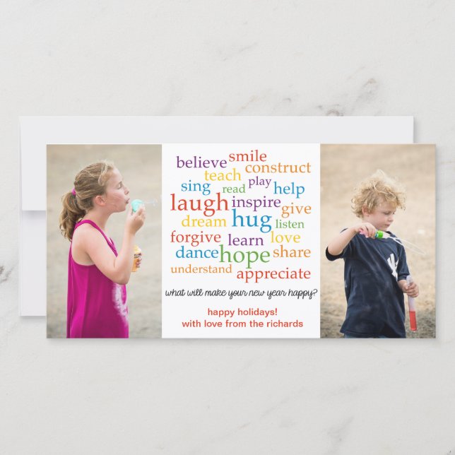 Wörter x2 feiertagskarte (Vorderseite)