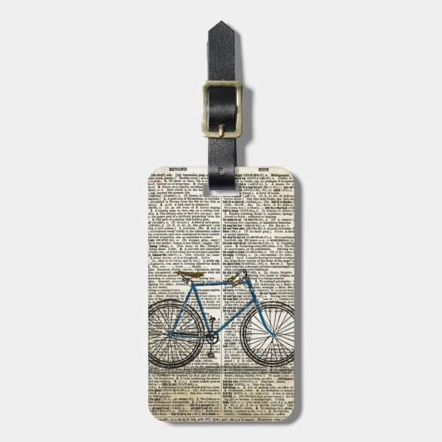 WÖRTERBUCH Kunst-Druck-blaues Fahrrad-Fahrrad Gepäckanhänger (Vorderseite vertikal)