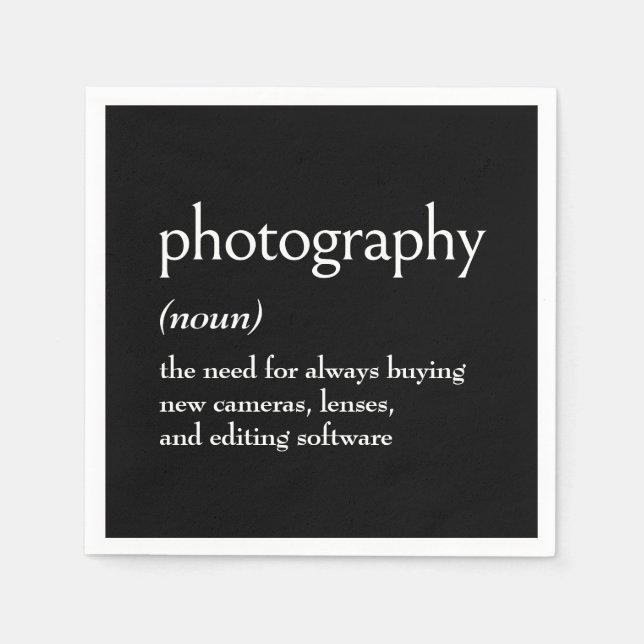 Wörterbuchdefinition für FOTOGRAFIE Serviette (Vorderseite)
