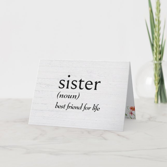 Wörterbuchdefinition für SISTER zum Geburtstag Karte (Vorderseite)