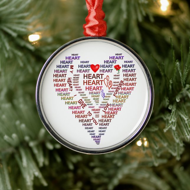 Wortgruppen der Herz-Premium-Rundschmuck Silbernes Ornament (Baum)