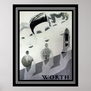 Worth 1930 French Deko Parfum Ad 16 x 20