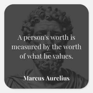 Worth definieren: Marcus Aurelius auf Werten Quadratischer Aufkleber