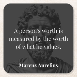 Worth definieren: Marcus Aurelius auf Werten Rechteckiger Pappuntersetzer