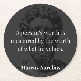 Worth definieren: Marcus Aurelius auf Werten Runder Pappuntersetzer