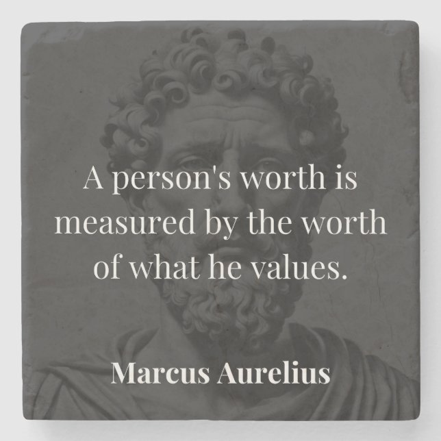 Worth definieren: Marcus Aurelius auf Werten Steinuntersetzer (Vorderseite)