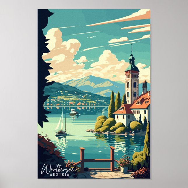 Worthersee Austria Vintage Illustration Poster (Vorne)