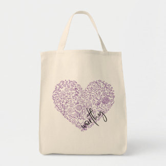 Worthy Heart Tote Bag (lila) Tragetasche