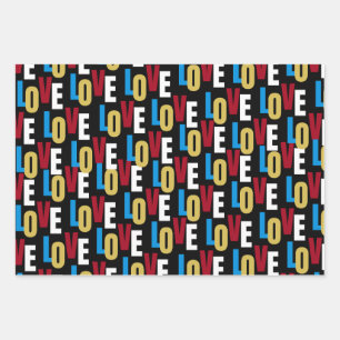 Wortmuster der Liebe Geschenkpapier Set