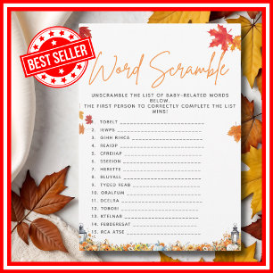 Wortverwirrung Baby Shower Spiel Ein Kleiner Kürbi Einladung
